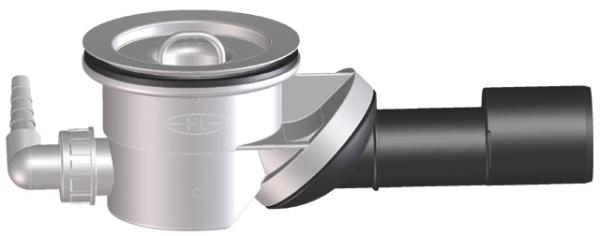 Brausetassensiphongehäuse DN40/50 mit Drehgelenk für Ablauföffnungen d 90mm mit Waschgeräte-Anschlussknie HL19.2 geruchsgesichert HL522V.0